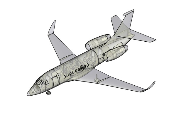 3d falcon 2000s business jet - Falcon 2000S Business Jet Solid Assembly Model by RodgerSaintJohn